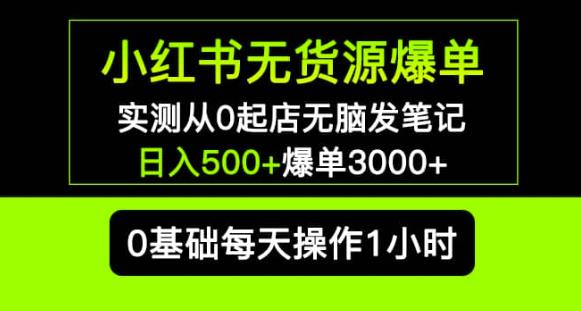 小红书无货源爆单实测从0起店无脑发笔记爆单3000+长期项目可多店网赚项目-副业赚钱-互联网创业-独家轻创IP星泽云创