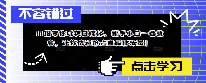 11招带你玩转自媒体，新手小白一看就会，让你快速抢占自媒体流量！网赚项目-副业赚钱-互联网创业-独家轻创IP星泽云创