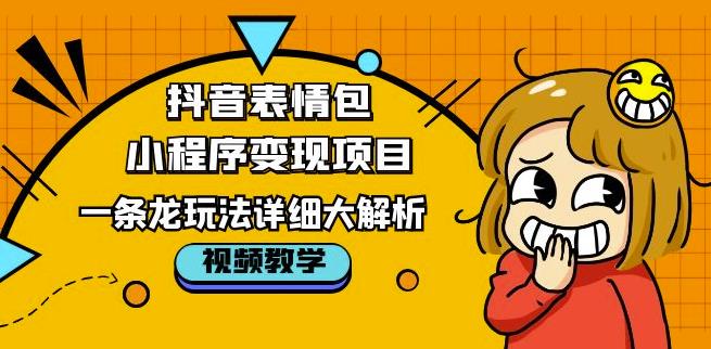 抖音表情包小程序变现项目，一条龙玩法详细大解析，视频版学习！网赚项目-副业赚钱-互联网创业-独家轻创IP星泽云创