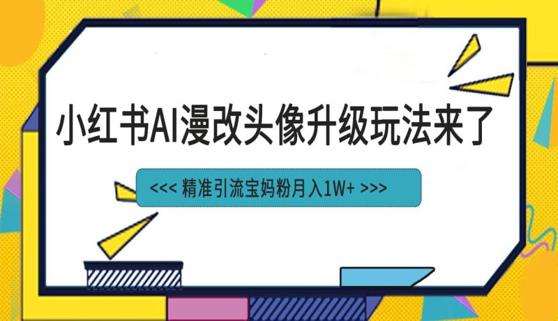 小红书最新AI漫改头像项目，精准引流宝妈粉，月入1w+网赚项目-副业赚钱-互联网创业-独家轻创IP星泽云创