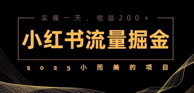 2023小而美的项目，小红书流量掘金，实操一天，收益200+【揭秘】网赚项目-副业赚钱-互联网创业-独家轻创IP星泽云创