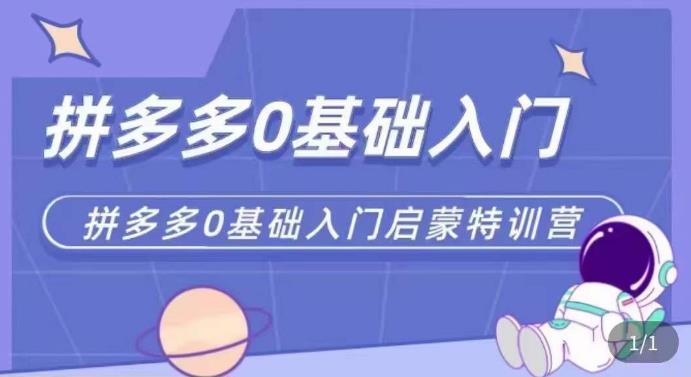 拼多多运营0-1实操特训营，拼多多0基础入门，从基础到进阶的可实操玩法网赚项目-副业赚钱-互联网创业-独家轻创IP星泽云创