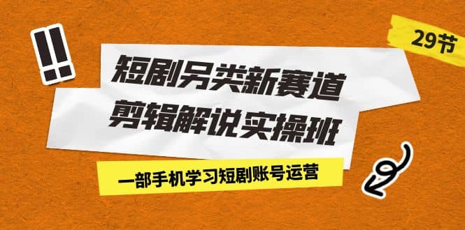 短剧另类新赛道剪辑解说实操班：一部手机学习短剧账号运营（29节 价值500）网赚项目-副业赚钱-互联网创业-独家轻创IP星泽云创