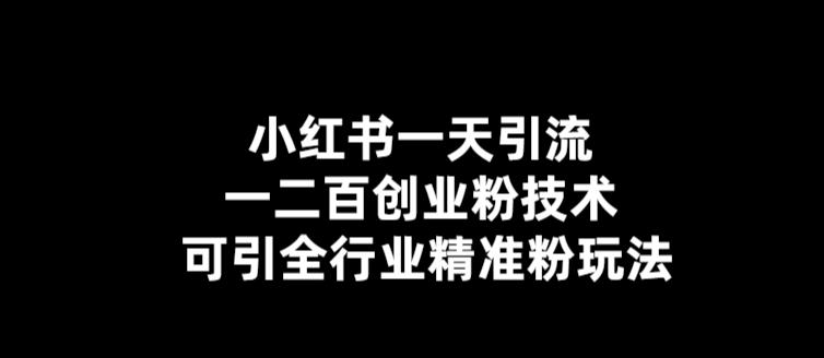 小红书一天引流一二百创业粉技术，可引全行业精准粉玩法【仅揭秘】网赚项目-副业赚钱-互联网创业-独家轻创IP星泽云创