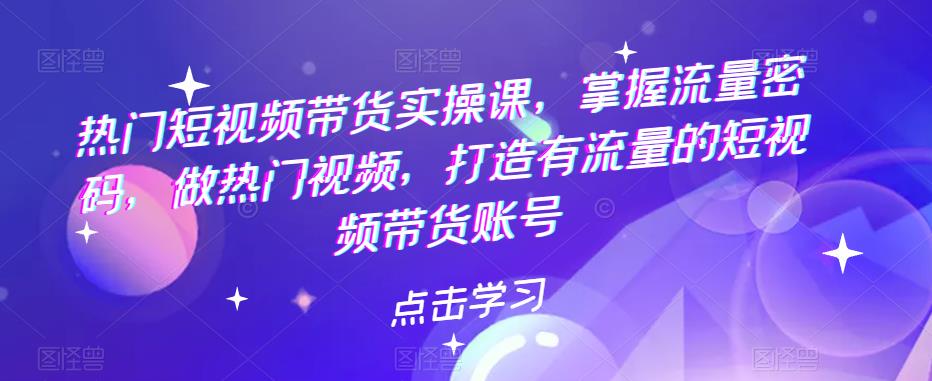 热门短视频带货实操课，掌握流量密码，做热门视频，打造有流量的短视频带货账号网赚项目-副业赚钱-互联网创业-独家轻创IP星泽云创