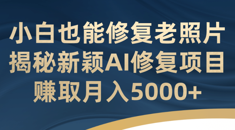 小白也能修复老照片！揭秘新颖AI修复项目，赚取月入5000+网赚项目-副业赚钱-互联网创业-独家轻创IP星泽云创