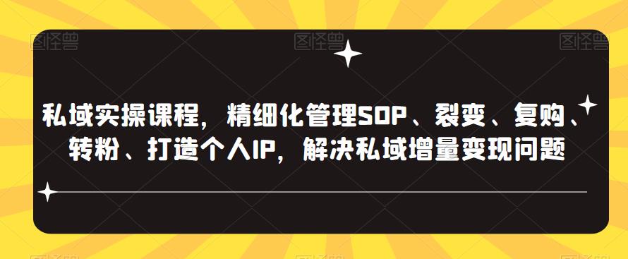 私域实操课程，精细化管理SOP、裂变、复购、转粉、打造个人IP，解决私域增量变现问题网赚项目-副业赚钱-互联网创业-独家轻创IP星泽云创