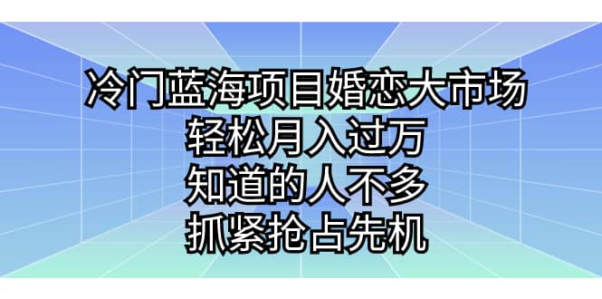 冷门蓝海项目婚恋大市场，轻松月入过万，知道的人不多，抓紧抢占先机网赚项目-副业赚钱-互联网创业-独家轻创IP星泽云创