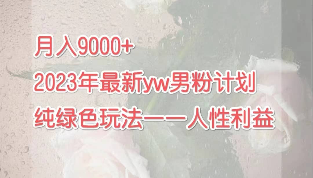 月入9000+2023年9月最新yw男粉计划绿色玩法——人性之利益网赚项目-副业赚钱-互联网创业-独家轻创IP星泽云创