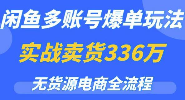 闲鱼多账号爆单玩法，无货源电商全流程，超简单的0门槛变现项目【揭秘】网赚项目-副业赚钱-互联网创业-独家轻创IP星泽云创