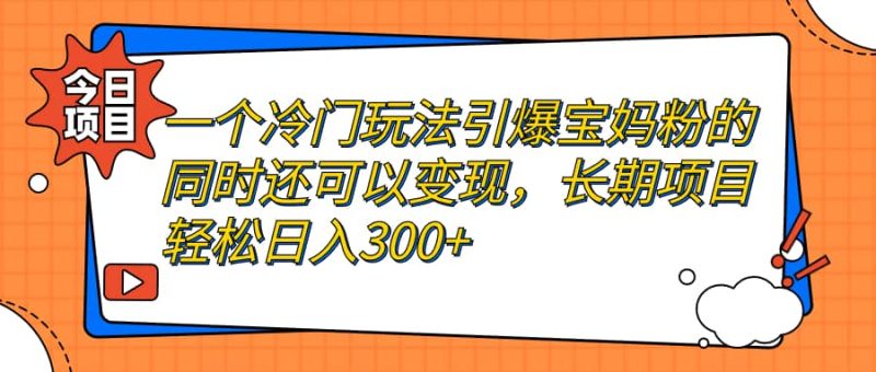 一个冷门玩法引爆宝妈粉的同时还可以变现，长期项目轻松日入300+网赚项目-副业赚钱-互联网创业-独家轻创IP星泽云创