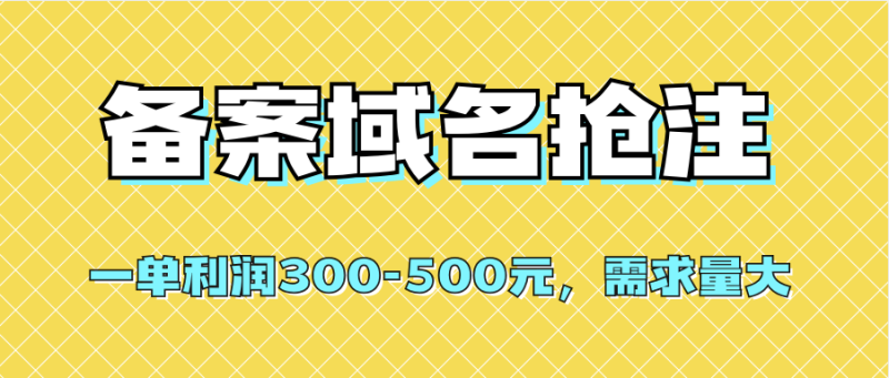 【全网首发】备案域名抢注，一单利润300-500元，需求量大网赚项目-副业赚钱-互联网创业-独家轻创IP星泽云创