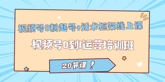 视频号·0粉起号+话术框架线上课：视频号0到1运营培训班（20节课）网赚项目-副业赚钱-互联网创业-独家轻创IP星泽云创