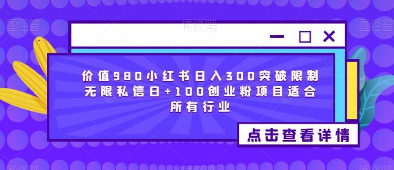 价值980小红书日入300突破限制无限私信日+100创业粉项目适合所有行业网赚项目-副业赚钱-互联网创业-独家轻创IP星泽云创