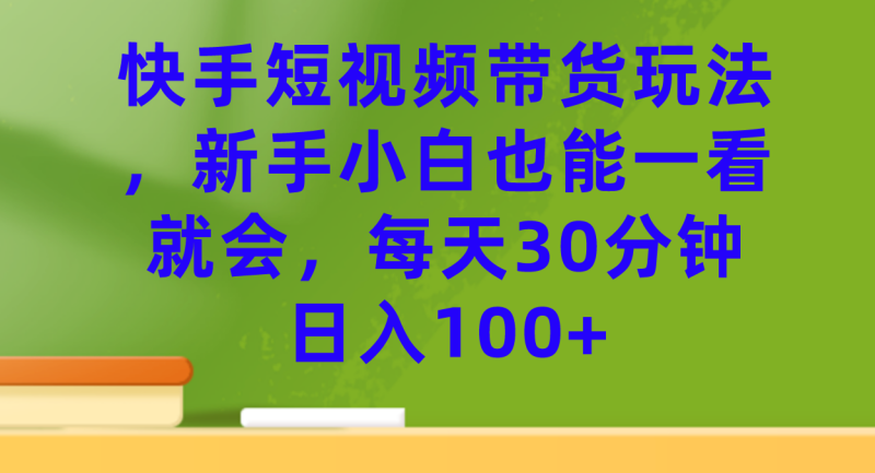 快手短视频带货玩法，新手小白也能一看就会，每天30分钟日入100+网赚项目-副业赚钱-互联网创业-独家轻创IP星泽云创
