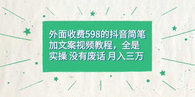 外面收费598抖音简笔加文案教程，全是实操 没有废话 月入三万（教程+资料）网赚项目-副业赚钱-互联网创业-独家轻创IP星泽云创