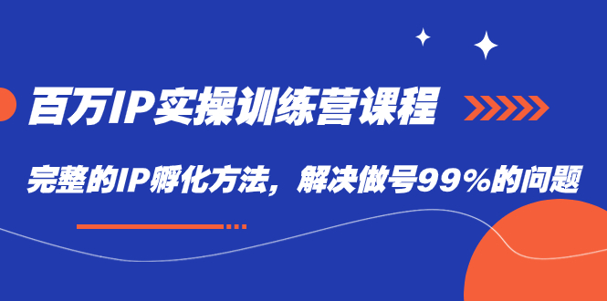 百万IP实战训练营课程，完整的IP孵化方法，解决做号99%的问题网赚项目-副业赚钱-互联网创业-独家轻创IP星泽云创