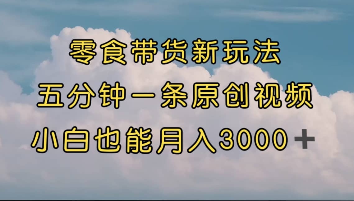 零食带货新玩法，5分钟一条原创视频，新手小白也能轻松月入3000+ （教程）网赚项目-副业赚钱-互联网创业-独家轻创IP星泽云创