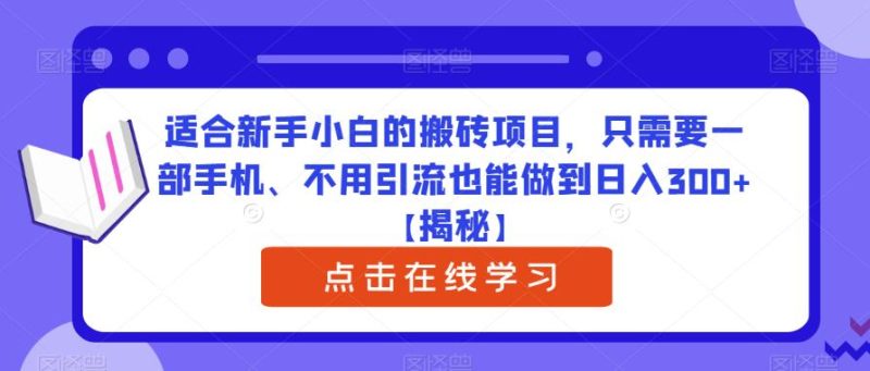 适合新手小白的搬砖项目，只需要一部手机、不用引流也能做到日入300+【揭秘】网赚项目-副业赚钱-互联网创业-独家轻创IP星泽云创