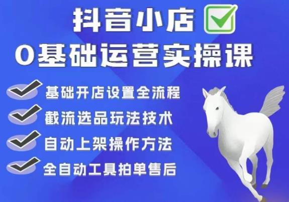 白马电商·0基础抖店运营实操课，基础开店设置全流程，截流选品玩法技术网赚项目-副业赚钱-互联网创业-独家轻创IP星泽云创