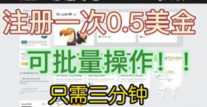 国外项目注册一次0.5美金，只需三分钟无脑操作，可批量同时放大操作，小白工作室福利【揭秘】网赚项目-副业赚钱-互联网创业-独家轻创IP星泽云创