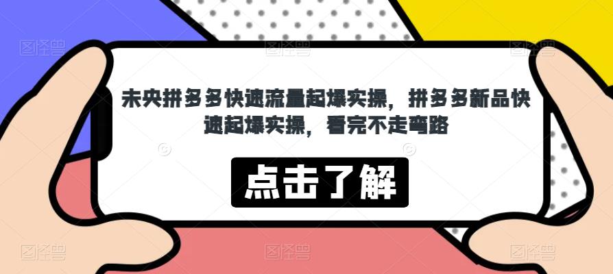 未央拼多多快速流量起爆实操，拼多多新品快速起爆实操，看完不走弯路网赚项目-副业赚钱-互联网创业-独家轻创IP星泽云创