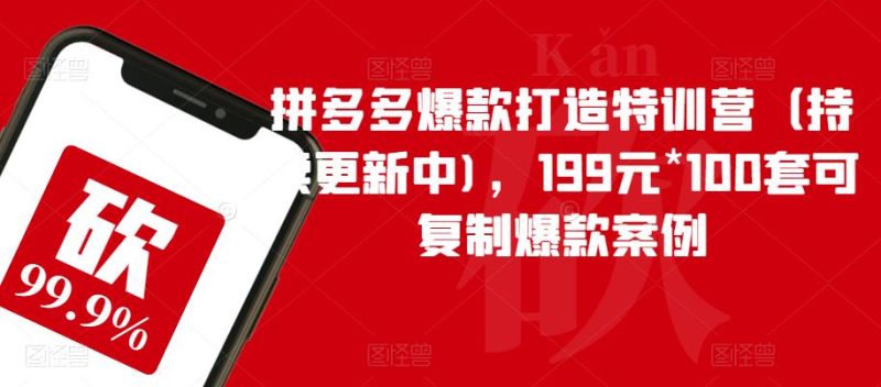 拼多多爆款打造特训营（持续更新中)，199元*100套可复制爆款案例网赚项目-副业赚钱-互联网创业-独家轻创IP星泽云创