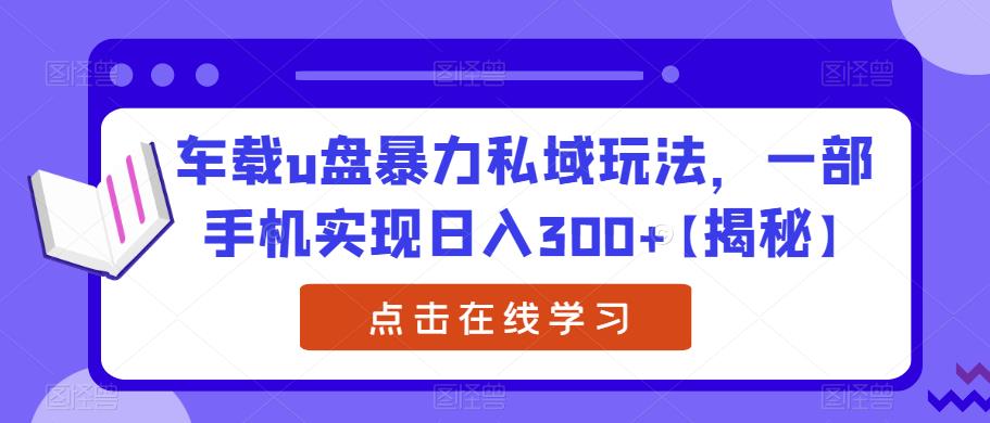 车载u盘暴力私域玩法，一部手机实现日入300+【揭秘】网赚项目-副业赚钱-互联网创业-独家轻创IP星泽云创