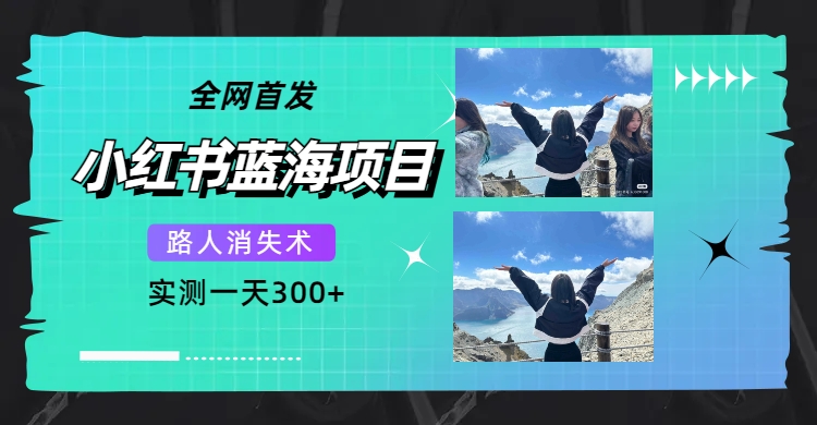 全网首发，小红书蓝海项目，路人消失术，实测一天300+（教程+工具）网赚项目-副业赚钱-互联网创业-独家轻创IP星泽云创