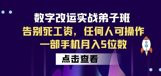 数字改运实战弟子班：告别死工资，任何人可操作，一部手机月入5位数网赚项目-副业赚钱-互联网创业-独家轻创IP星泽云创