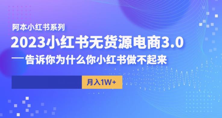 阿本小红书无货源电商3.0，告诉你为什么你小红书做不起来网赚项目-副业赚钱-互联网创业-独家轻创IP星泽云创