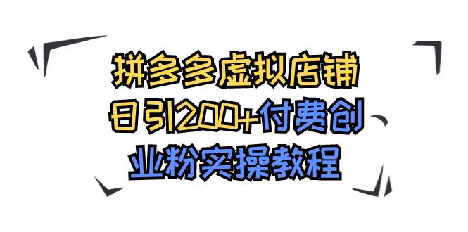拼多多虚拟店铺日引200+付费创业粉实操教程网赚项目-副业赚钱-互联网创业-独家轻创IP星泽云创