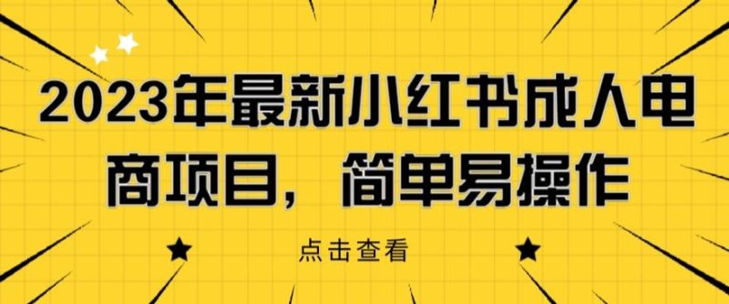 2023年最新小红书成人电商项目，简单易操作【详细教程】【揭秘】网赚项目-副业赚钱-互联网创业-独家轻创IP星泽云创