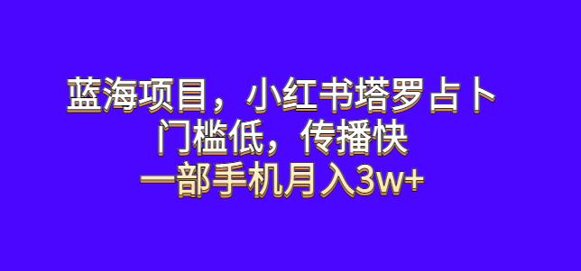 蓝海项目，小红书塔罗占卜，门槛低，传播快，一部手机月入3w+【揭秘】网赚项目-副业赚钱-互联网创业-独家轻创IP星泽云创