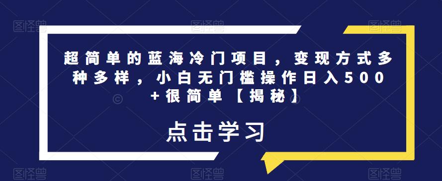 超简单的蓝海冷门项目，变现方式多种多样，小白无门槛操作日入500+很简单【揭秘】网赚项目-副业赚钱-互联网创业-独家轻创IP星泽云创