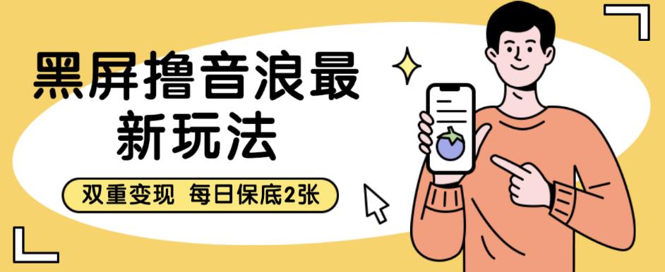 黑屏撸音浪最新玩法，双重变现，每日保底2张【揭秘】网赚项目-副业赚钱-互联网创业-独家轻创IP星泽云创