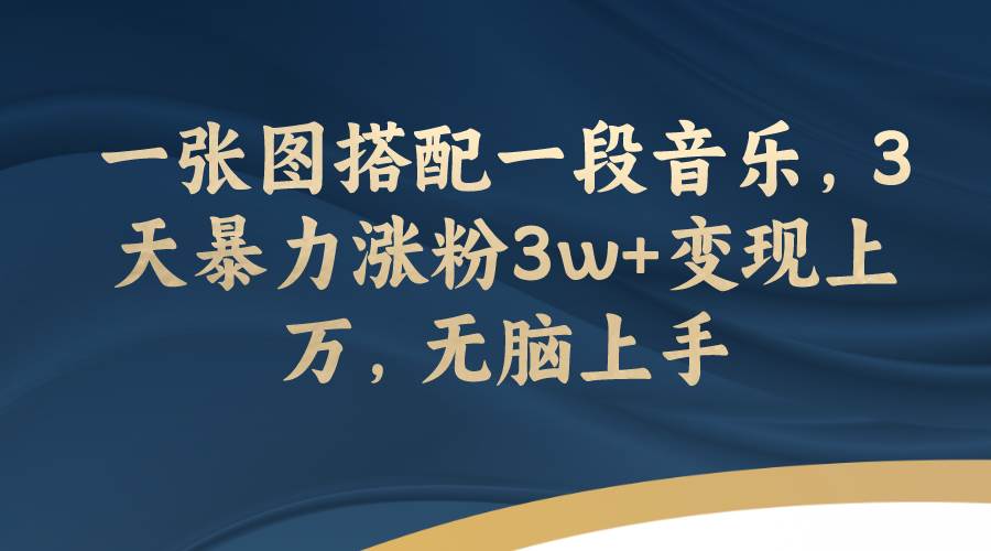 （7674期）一张图搭配一段音乐，3天暴力涨粉3w+变现上万，无脑上手网赚项目-副业赚钱-互联网创业-独家轻创IP星泽云创