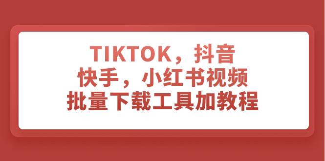 （7714期）TIKTOK，抖音，快手，小红书视频批量下载工具加教程网赚项目-副业赚钱-互联网创业-独家轻创IP星泽云创