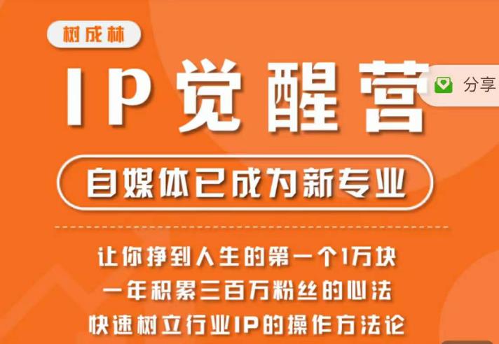 树成林·IP觉醒营，快速树立行业IP的操作方法论，让你赚到人生的第一个1万块网赚项目-副业赚钱-互联网创业-独家轻创IP星泽云创