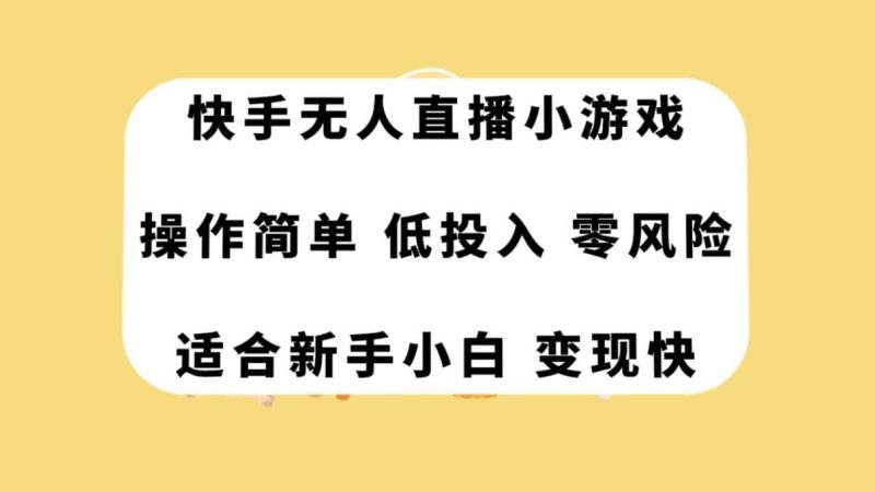 （7723期）快手无人直播小游戏，操作简单，低投入零风险变现快网赚项目-副业赚钱-互联网创业-独家轻创IP星泽云创
