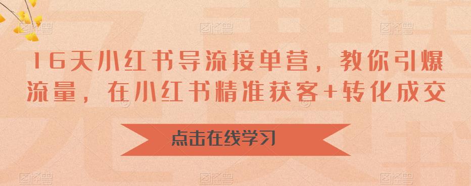 16天小红书导流接单营，教你引爆流量，在小红书精准获客+转化成交网赚项目-副业赚钱-互联网创业-独家轻创IP星泽云创