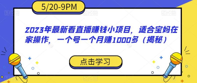 2023年最新看直播赚钱小项目，适合宝妈在家操作，一个号一个月赚1000多（揭秘）网赚项目-副业赚钱-互联网创业-独家轻创IP星泽云创