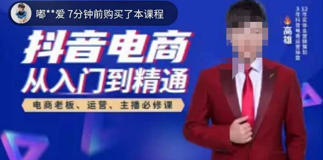 高雄哥·抖音电商从入门到精通，​从账号、流量、人货场、主播、店铺五个方面全面解析抖音电商核心逻辑网赚项目-副业赚钱-互联网创业-独家轻创IP星泽云创