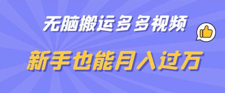 无脑搬运多多视频，新手也能月入过万【揭秘】网赚项目-副业赚钱-互联网创业-独家轻创IP星泽云创