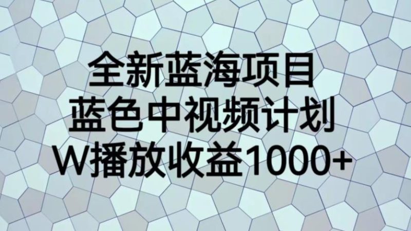 全新蓝海项目，蓝色中视频计划，1W播放量1000+【揭秘】网赚项目-副业赚钱-互联网创业-独家轻创IP星泽云创