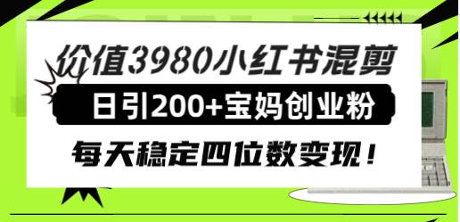 （7893期）价值3980小红书混剪日引200+宝妈创业粉，每天稳定四位数变现！网赚项目-副业赚钱-互联网创业-独家轻创IP星泽云创