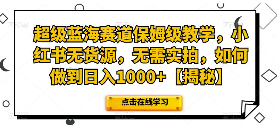 超级蓝海赛道保姆级教学，小红书无货源，无需实拍，如何做到日入1000+【揭秘】网赚项目-副业赚钱-互联网创业-独家轻创IP星泽云创