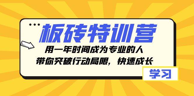 （8048期）板砖特训营，用一年时间成为专业的人，带你突破行动局限，快速成长网赚项目-副业赚钱-互联网创业-独家轻创IP星泽云创