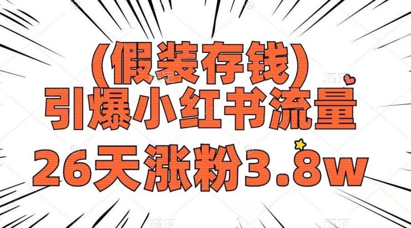 （8217期）假装存钱，引爆小红书流量， 26天涨粉3.8w，作品制作简单，多种变现方式网赚项目-副业赚钱-互联网创业-独家轻创IP星泽云创