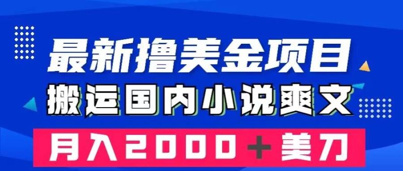 （8215期）最新撸美金项目：搬运国内小说爽文，只需复制粘贴，月入2000＋美金网赚项目-副业赚钱-互联网创业-独家轻创IP星泽云创